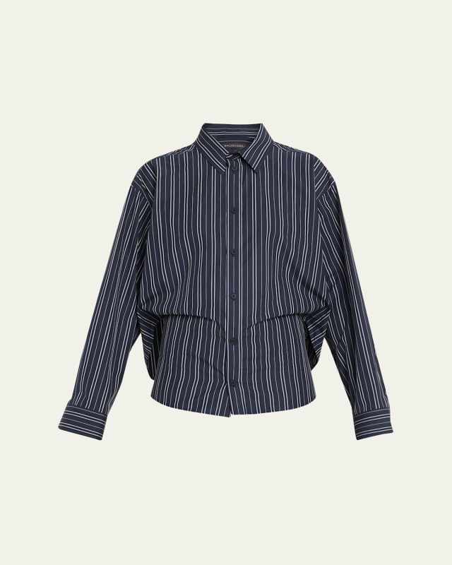 Semi-Fitted Striped Button-Down Shirt